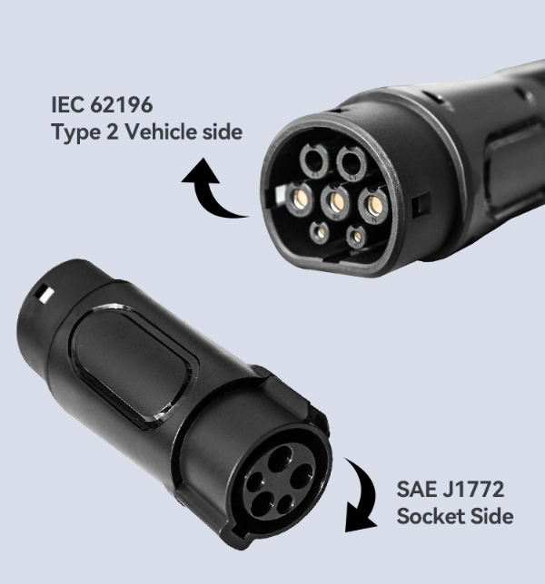 Saej1772 Type 1 to IEC62196 Type 2 32A EV Charger Adapter AC Electric Car Charging Adapter