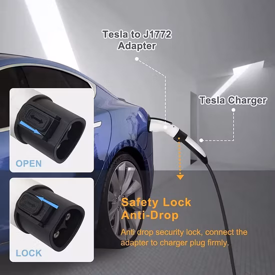 48A Adapter for Tesla to J1772 EV Charging Adapter Type 1 New Energy Car Adapter 250V for Tesla Charger